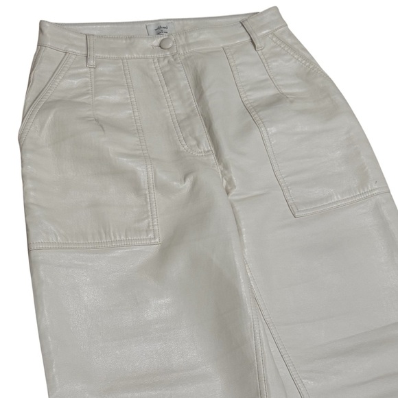 Wilfred White Faux Leather Straight Leg Crop Pants Capsule Chic Comfort Size 4 - Picture 3 of 14